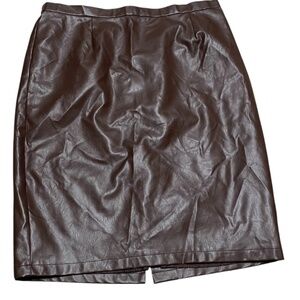 Midnight Velvet Lined Imitation Leather Skirt Brown 22W